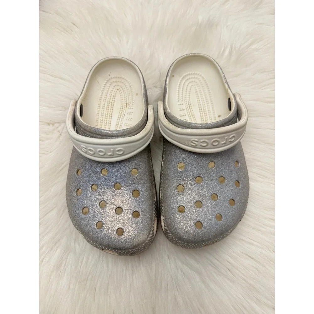 Crocs silver sparkle crocs size‎ J4